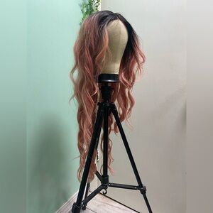 Pink Rose Gold Ombre Wavy Lace Front Wig